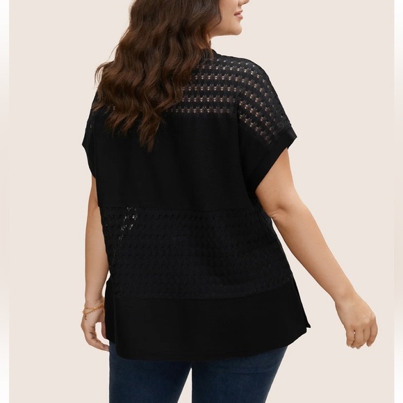 BloomChic Plus Size 2XL Solid Cut Out Patchwork Split Hem T-shirt us18-20 - Picture 2 of 8